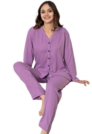 Francesca Notte Kışlık Önden Düğmeli Kadın Pijama Takımı Rahat ve Ev Giyim