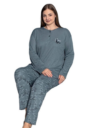 Rahatlatan Pijama Seti Kışlık Büyük Beden Kadın Pijama Takımı 3XL/6XL