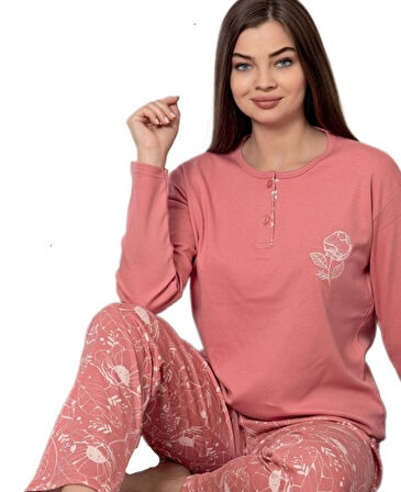 Isabella Line Penye İnterlok Kadın Pijama Takımı Rahat  Ev Giyim  M/2XL