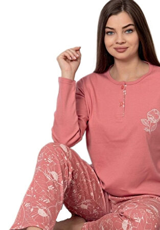 Isabella Line Penye İnterlok Kadın Pijama Takımı Rahat  Ev Giyim  M/2XL