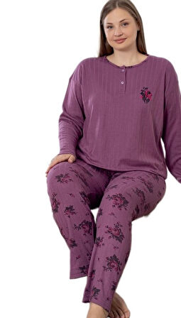 Happy Love Kışlık Büyük Beden Kadın Pijama Takımı 3XL/6XL Sıcak Rahat