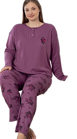 Happy Love Kışlık Büyük Beden Kadın Pijama Takımı 3XL/6XL Sıcak Rahat