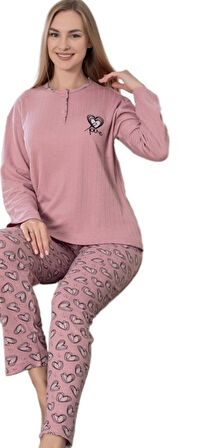 Siena Notte Kışlık Kadın Pijama Takımı Uzun Kollu Rahat Ev Giyim M/2XL 