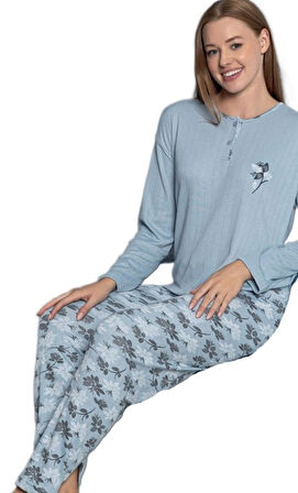 Aurora Notte İnterlok Kumaş Kışlık Kadın Pijama Takımı M/2XL