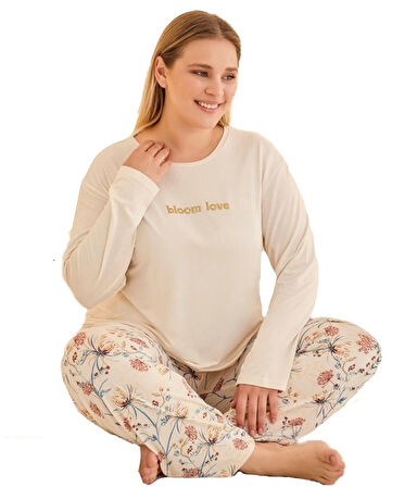 Bellissima Notte Mevsimlik Büyük Beden Kadın Pijama Takımı Yumuşak Dokulu  3XL/5XL