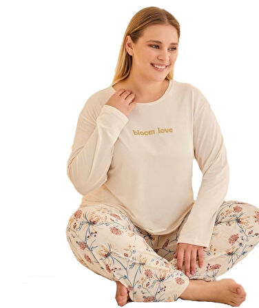 Bellissima Notte Mevsimlik Büyük Beden Kadın Pijama Takımı Yumuşak Dokulu  3XL/5XL