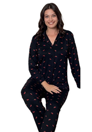 Luna Carina Mevsimlik Gömlek Yaka Kadın Pijama Takımı Nefes Alan Kumaş Yumuşak Dokulu