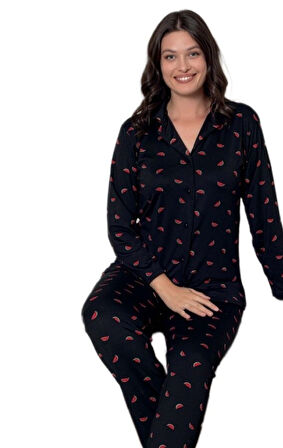 Luna Carina Mevsimlik Gömlek Yaka Kadın Pijama Takımı Nefes Alan Kumaş Yumuşak Dokulu
