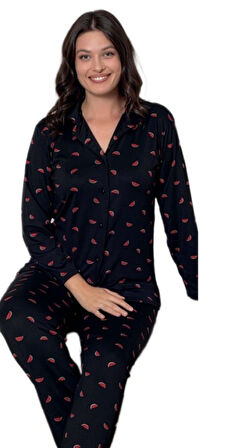 Luna Carina Mevsimlik Gömlek Yaka Kadın Pijama Takımı Nefes Alan Kumaş Yumuşak Dokulu