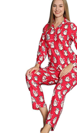Dolce Notte Süet Kumaş Gömlek Yaka Kışlık Kadın Pijama Takımı S/XXL Yumuşak Dokulu