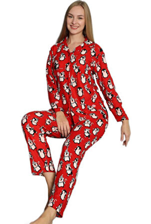 Dolce Notte Süet Kumaş Gömlek Yaka Kışlık Kadın Pijama Takımı S/XXL Yumuşak Dokulu