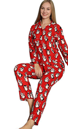 Dolce Notte Süet Kumaş Gömlek Yaka Kışlık Kadın Pijama Takımı S/XXL Yumuşak Dokulu