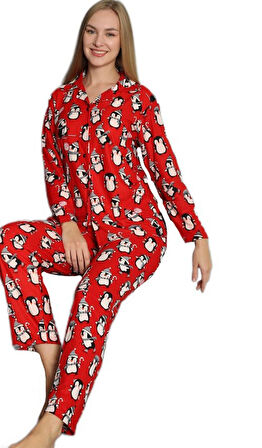 Dolce Notte Süet Kumaş Gömlek Yaka Kışlık Kadın Pijama Takımı S/XXL Yumuşak Dokulu