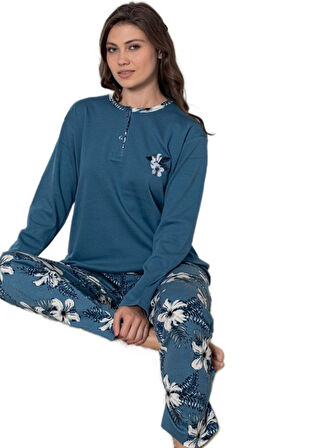 Başak Line Pamuklu İnterlok Kumaş Kadın Pijama Takımı M/2XL