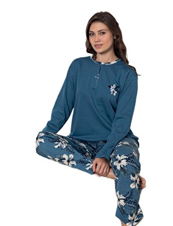 Başak Line Pamuklu İnterlok Kumaş Kadın Pijama Takımı M/2XL