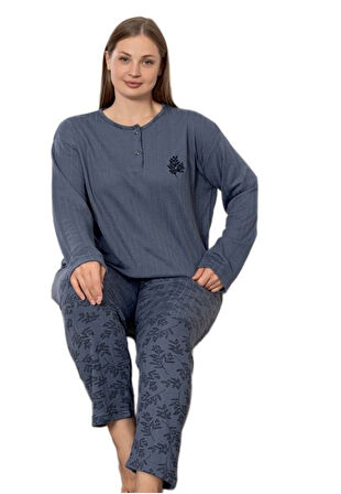 Milan Kışlık Büyük Beden Kadın Pijama Takımı Nefes Alan Terletme Önleyici  3XL/5XL