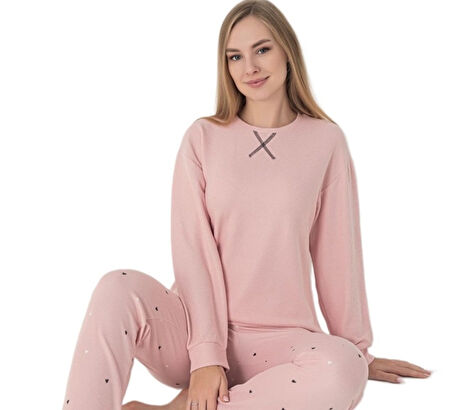 Luna Casa Waffle Kumaş Kışlık Kadın Pijama Takımı S/2XL