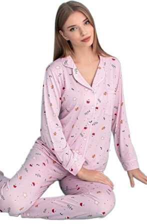 Auroray Notte Kadın Pijama Takımı Yumuşak ve Rahat Ev Giyim S/2XL