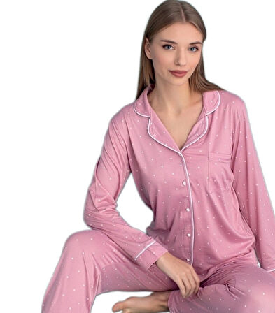Luna Serena Uzun Kollu Kadın Pijama Takımı Tam Kalıp Soft Kumaş S/2XL