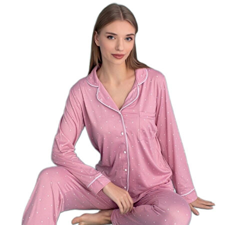 Luna Serena Uzun Kollu Kadın Pijama Takımı Tam Kalıp Soft Kumaş S/2XL