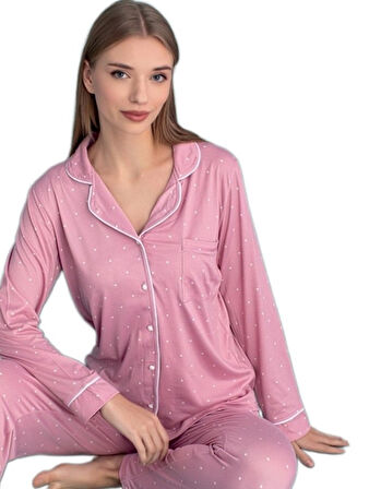 Luna Serena Uzun Kollu Kadın Pijama Takımı Tam Kalıp Soft Kumaş S/2XL