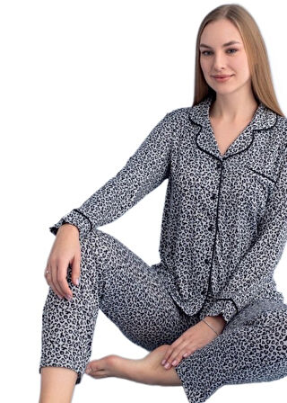 Bianca Notte Leopar Kadın Pijama Takımı Yumuşak Dokulu S/2XL