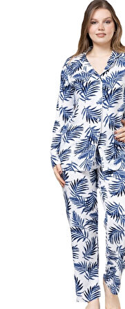 Pamuklu Kumaş Kadın Pijama Takımı S/3XL Yumuşak Rahat ve Ev Giyim