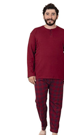 Grande Premium Penye İnterlok Kumaş Kışlık Büyük Beden Erkek Pijama Takımı 3XL/6XL