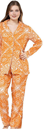 Luna Bella Premium Pamuklu Kumaş Kadın Pijama Takımı S/3XL