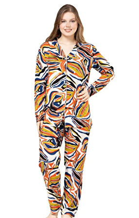 Amore Casa Premium Uzun Kollu Pamuklu Kumaş Kadın Pijama Takımı S/3XL