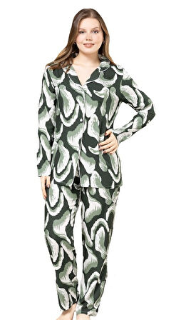 Serenelle Uzun Kollu Pamuklu Kumaş Kadın Pijama Takımı S/3XL