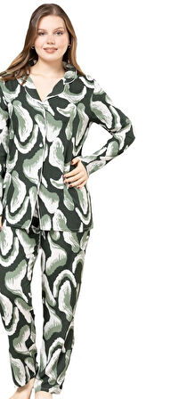 Serenelle Uzun Kollu Pamuklu Kumaş Kadın Pijama Takımı S/3XL