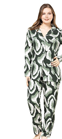 Serenelle Uzun Kollu Pamuklu Kumaş Kadın Pijama Takımı S/3XL