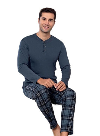 Aurum Penye Interlok Kumaş Kışlık Erkek Pijama Takımı M/2XL