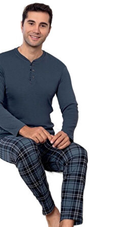 Aurum Penye Interlok Kumaş Kışlık Erkek Pijama Takımı M/2XL