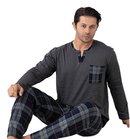 Valente Penye Süprem Kumaş Uzun Kollu Erkek Pijama Takımı M/2XL