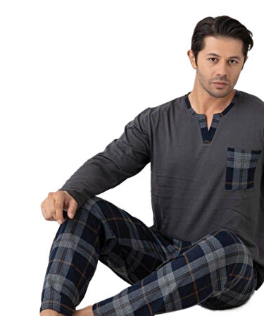 Valente Penye Süprem Kumaş Uzun Kollu Erkek Pijama Takımı M/2XL