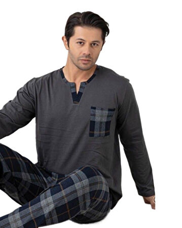 Valente Penye Süprem Kumaş Uzun Kollu Erkek Pijama Takımı M/2XL