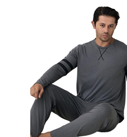 Vellano Uomo Penye Süprem Kumaş Yumuşak Esnek Erkek Pijama Takımı M/2XL