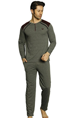 Cavalero Penye İnterlok Kumaş Kışlık Erkek Pijama Takımı Yumuşak Esnek M/2XL