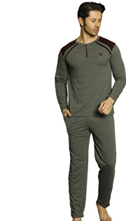 Cavalero Penye İnterlok Kumaş Kışlık Erkek Pijama Takımı Yumuşak Esnek M/2XL