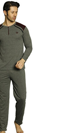 Cavalero Penye İnterlok Kumaş Kışlık Erkek Pijama Takımı Yumuşak Esnek M/2XL