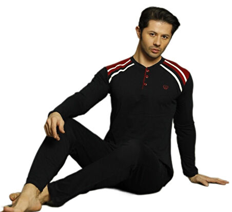 Cavalero Penye İnterlok Kumaş Kışlık Erkek Pijama Takımı Yumuşak Esnek M/2XL