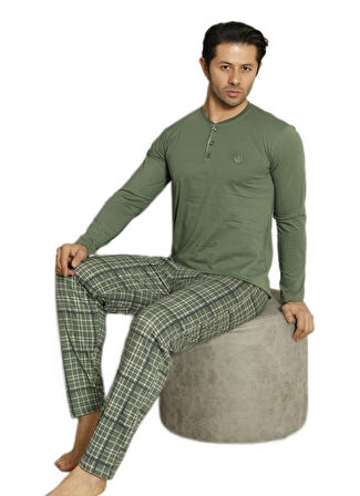 Regal Mode Uzun Kollu Üç Düğmeli Erkek Pijama Takımı M/XXL