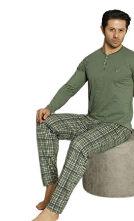 Regal Mode Uzun Kollu Üç Düğmeli Erkek Pijama Takımı M/XXL