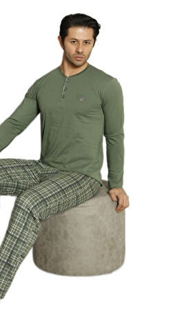 Regal Mode Uzun Kollu Üç Düğmeli Erkek Pijama Takımı M/XXL