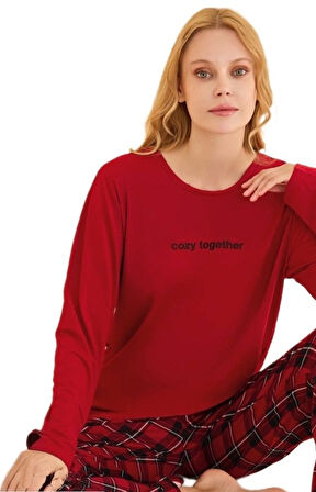 Lina Uzun Kollu Kadın Pijama Takımı Yumuşak Dokulu Şık ve Esnek Konforlu S/2XL