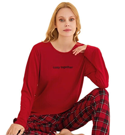 Lina Uzun Kollu Kadın Pijama Takımı Yumuşak Dokulu Şık ve Esnek Konforlu S/2XL