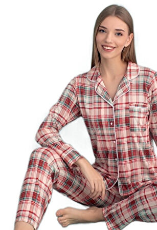Amaray Tasarım Uzun Kollu Kadın Pijama Takımı Yumuşak Dokulu ve Şık S/2XL