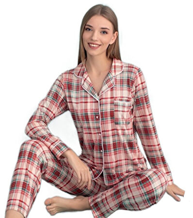 Amaray Tasarım Uzun Kollu Kadın Pijama Takımı Yumuşak Dokulu ve Şık S/2XL